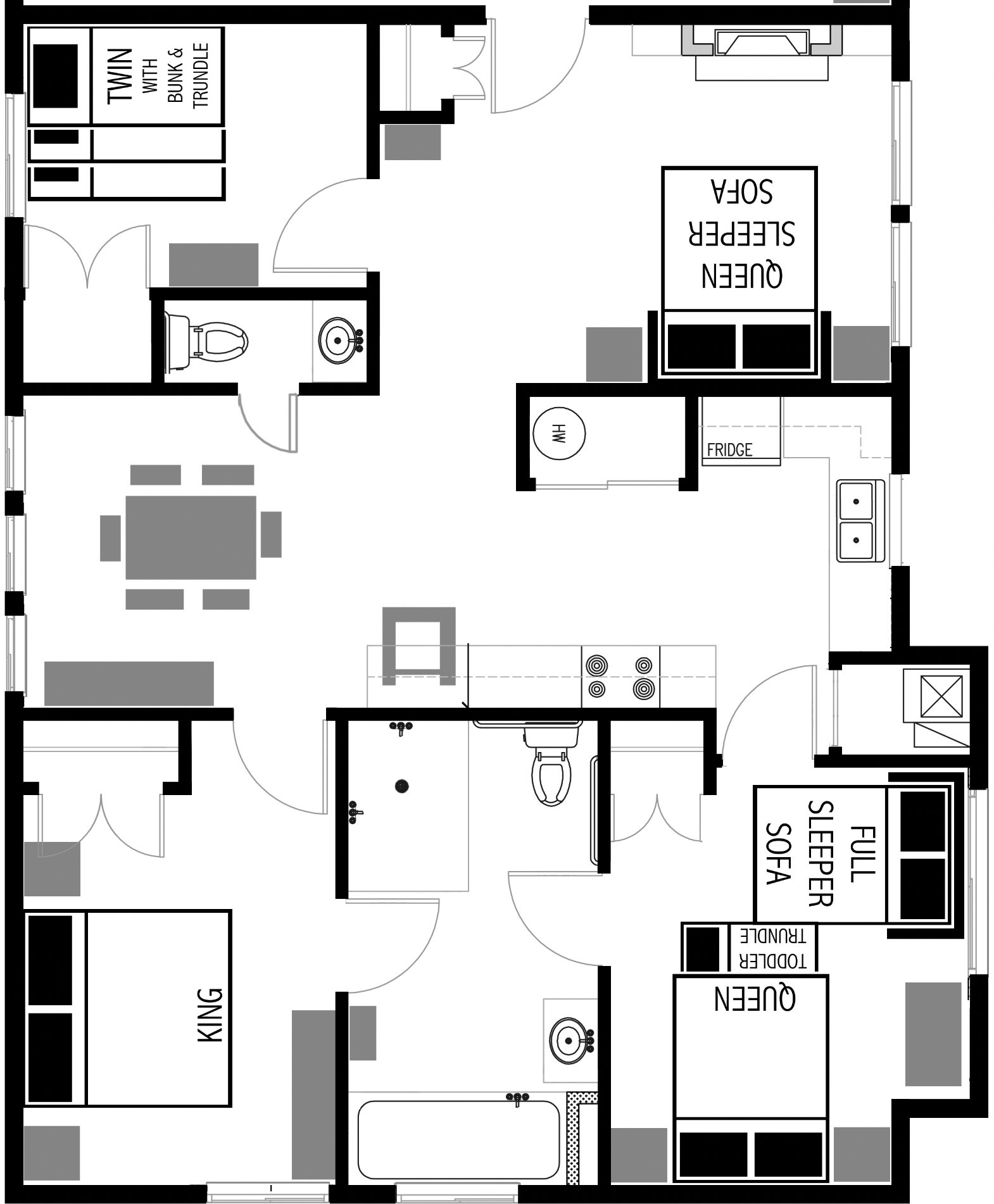 3-bedroom Vacation Rental Floor Plan